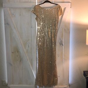 Gold Sequin Floor Length Gown